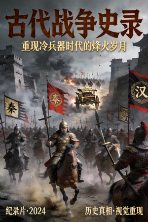 国产历史纪录片海报，古代战争场面重现